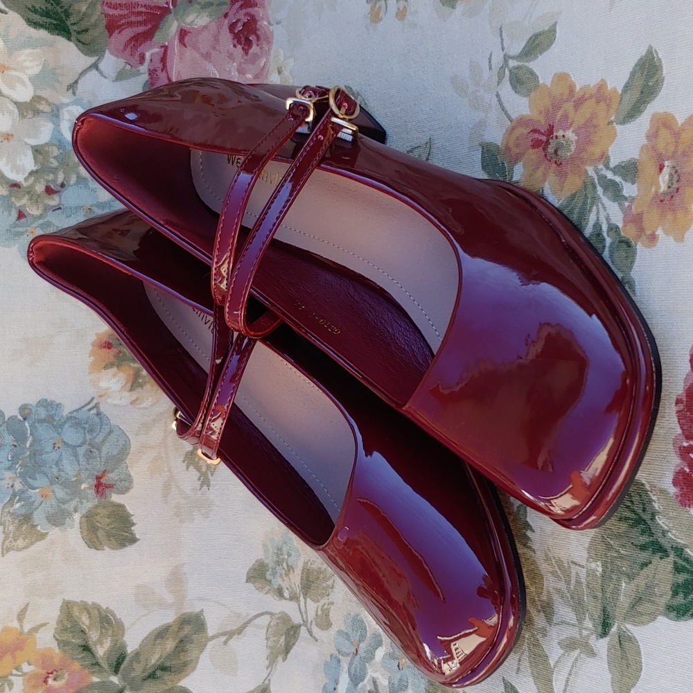 Women's Patent Burgundy Mary Jane Shoes with Block Heels size US 10 Euro 41 - Picture 16 of 17